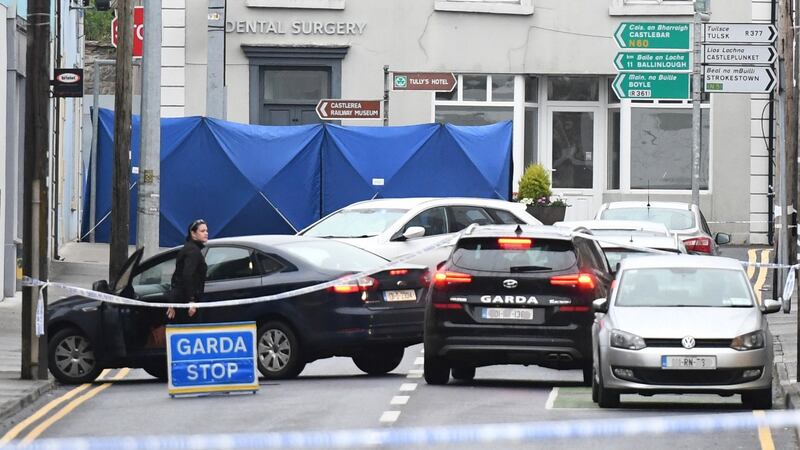 The shooting took place on the town’s Main Street. Photograph: Michael McCormack