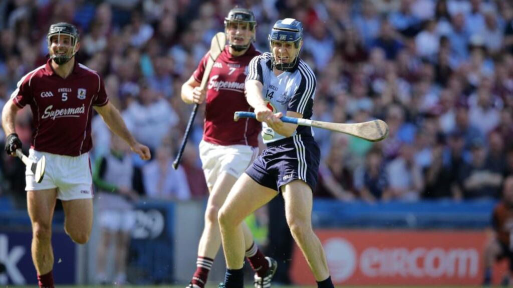 Dublin’s Paul Ryan scores one of his two goals in the Leinster Hurling Final against Galway. Photograph:  Morgan Treacy/Inpho