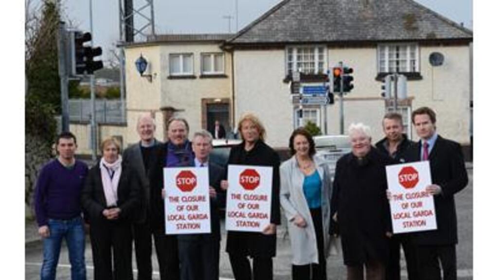 Stepaside residents protest over the closure of the local Garda station last week. Photograph: Cyril Byrne.