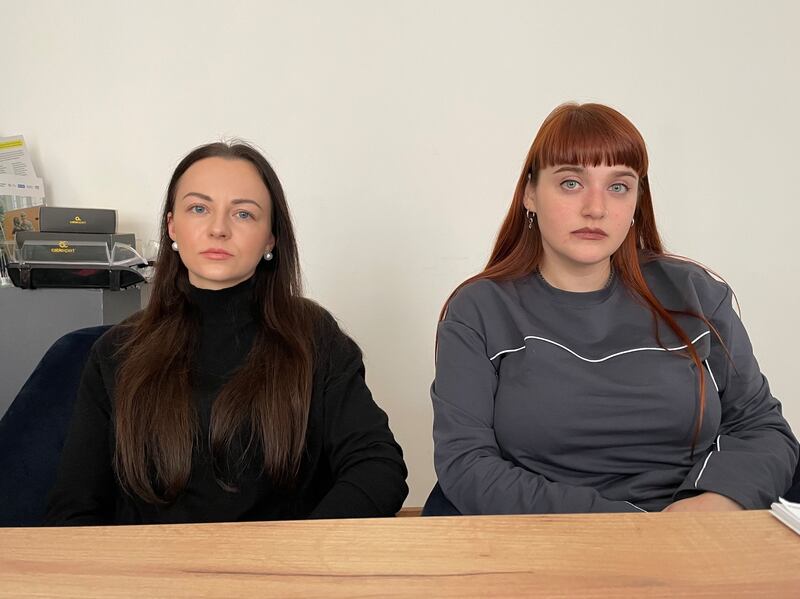 Viktoria Nesterenko, project manager at the Zmina human rights centre in Kyiv, and Yelyzaveta Sokurenko, the organisation's head of war crimes documentation. Photograph: Daniel McLaughlin