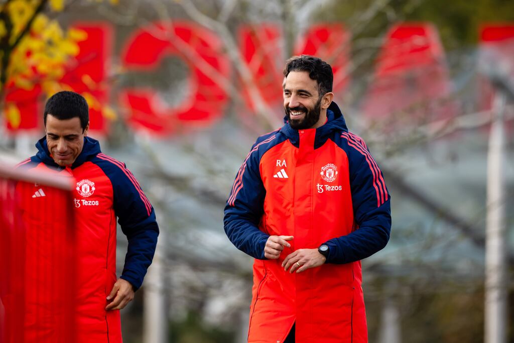 New Manchester United manager Ruben Amorim takes a training session at Carrington. Photograph: Ash Donelon/Manchester United via Getty Images