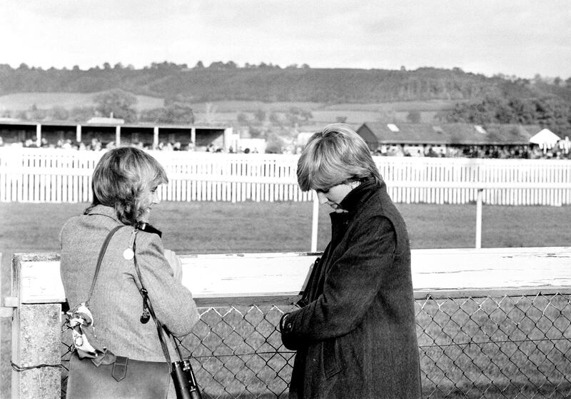 Camilla (left) and Diana watching a race in which the prince was competing. Photograph: PA