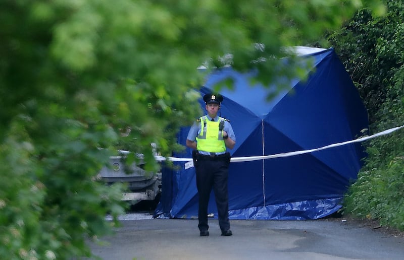 Garda at the scene of a fatal shooting at Walshestown, North Co Dublin, on Wednesday morning. Photograph: Colin Keegan/Collins