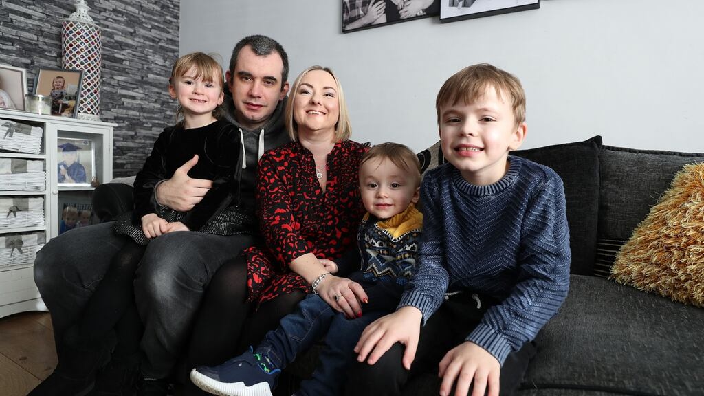 The Murray family from Shankill, Dublin: Ali (5), Alan Murray, Lisa Murray, Max (19 months) and Jack (7). Photograph Nick Bradshaw