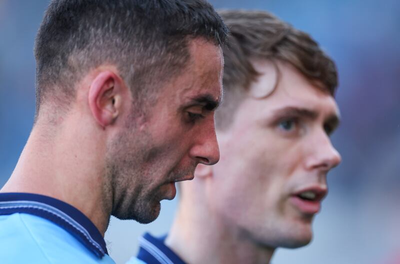 James McCarthy and Michael Fitzsimons after last year’s All-Ireland quarter-final against Galway. Photograph: James Crombie/Inpho