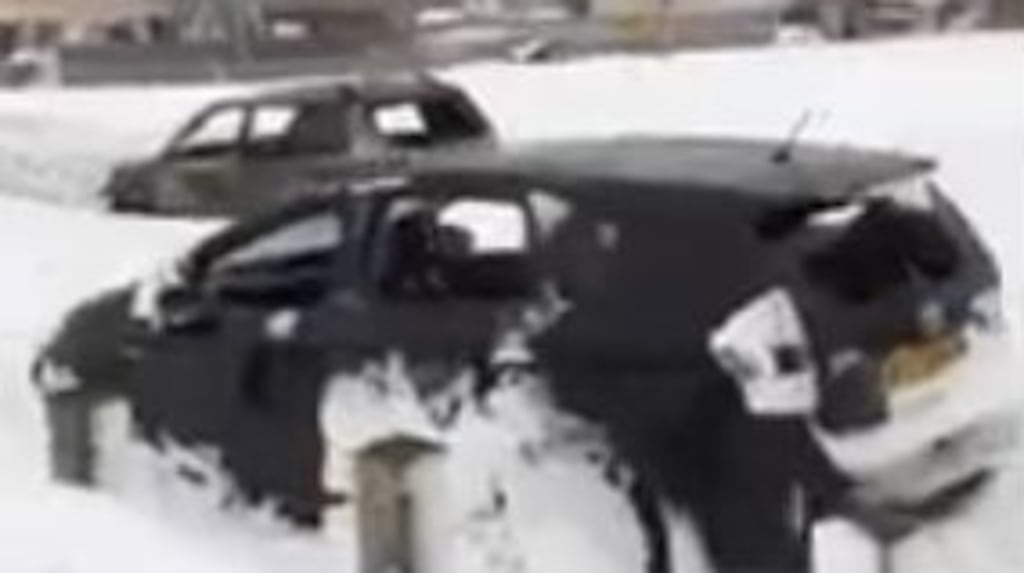 A video clip image of burnt out cars in Tallaght, west Dublin.
