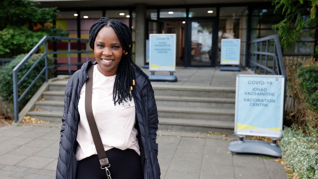 Fadzai Makokove: got her second vaccination at UCD. Photograph: Alan Betson