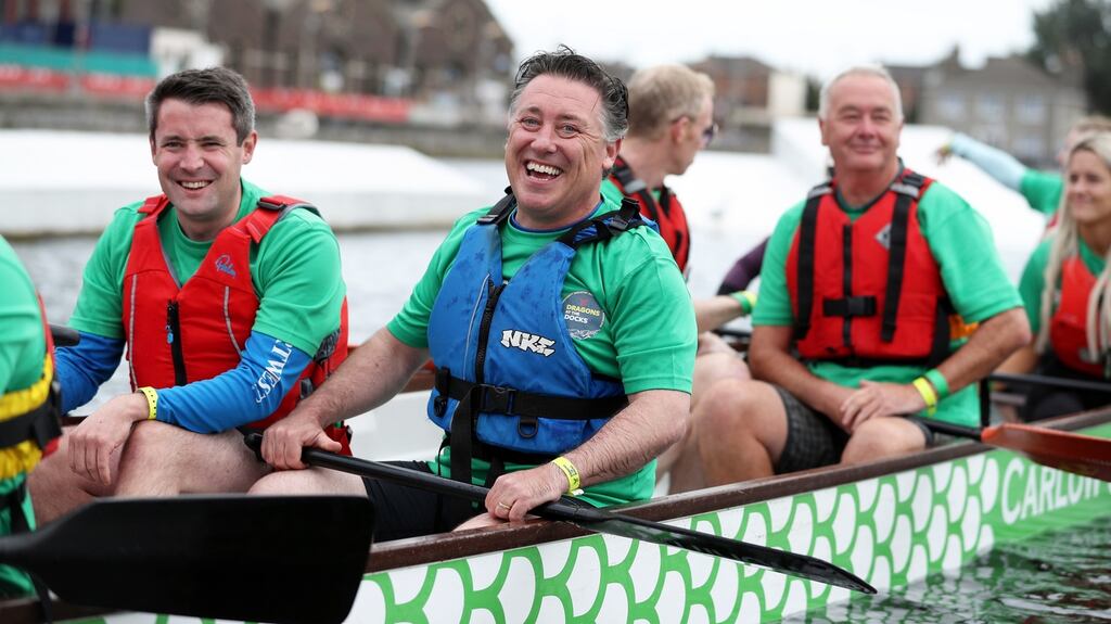 Pat Gunne, chief executive of Green Reit, and his team competing in the Dragons at the Docks event in Dublin