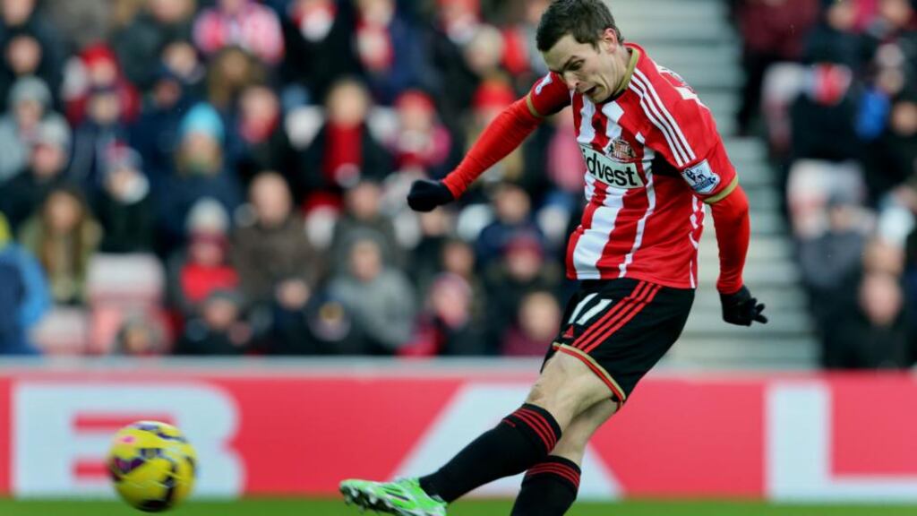 Adam Johnson of Sunderland will miss the club’s FA Cup replay with Fulham. Photograph: Ian Horrocks/Getty Images