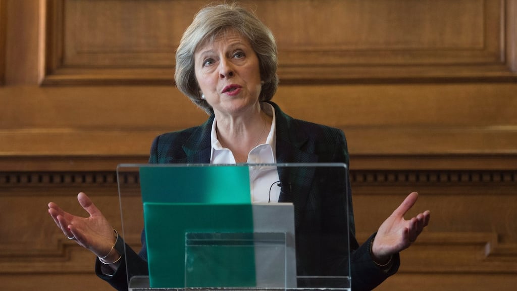 Theresa May: says she is “no fan” of the EU’s charter of fundamental rights or the Luxembourg-based European Court of Justice. Photograph: Will Oliver/EPA