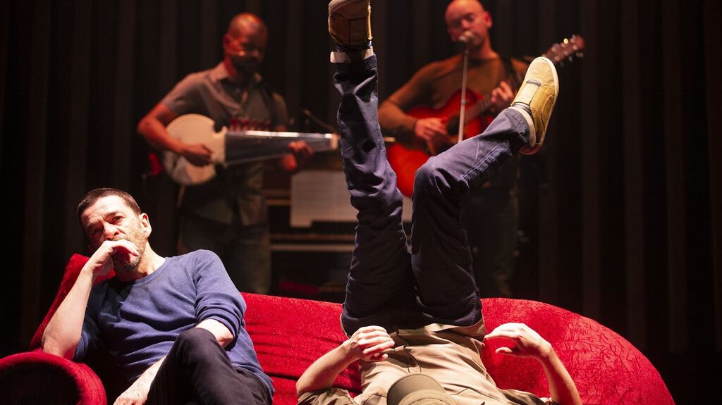 Dancer Colin Dunne and choreographer Sidi Larbi Cherkaoui in Session, with sarod virtuoso Soumik Datta and composer and multi-instrumentalist Michael Gallen