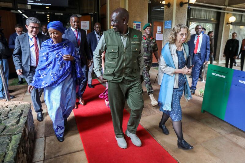 Kenyan president William Ruto attends the official opening of the third session of the Intergovernmental Negotiating Committee at the United Nations Environment Programme (UNEP) headquarters in Nairobi, Kenya in November. Photograph: Daniel Irungu