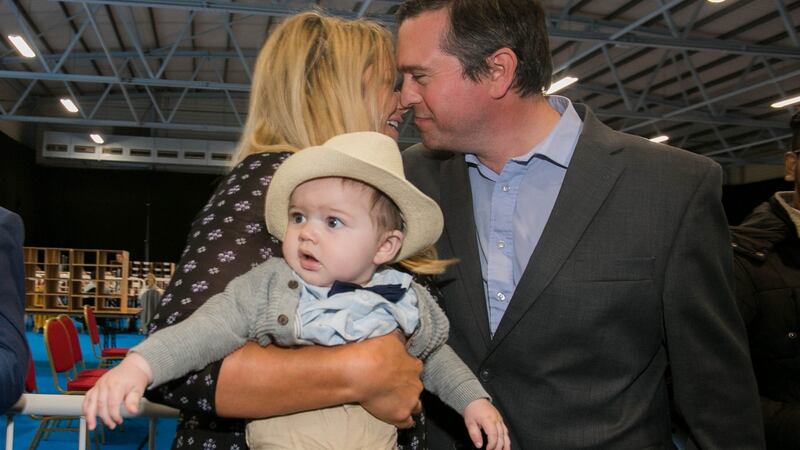 Terence Flanagan with Gayle Ralph and baby Darragh: he is back, having won a council seat for Fine Gael. Photograph: Gareth Chaney Collins