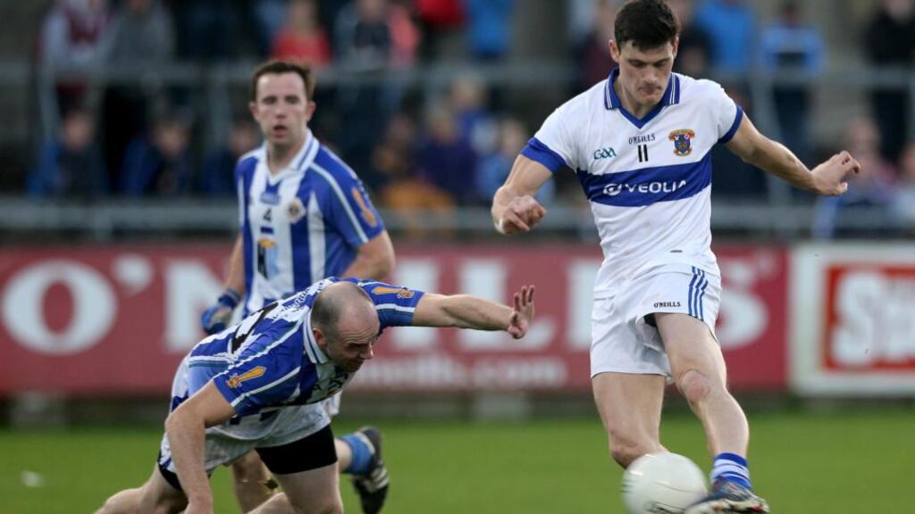 Diarmuid Connolly scores a goal against Ballyboden St Enda’s in the semi-final in Parnell Park. Photograph: Lorraine O’Sullivan/INPHO
