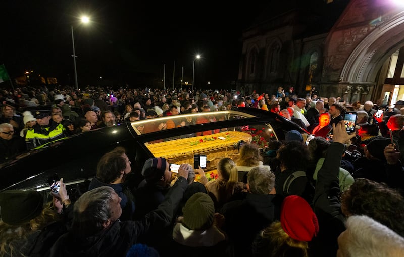 The town of Nenagh came out to show their respect for Shane MacGowan. Photograph: Colin Keegan, Collins Dublin