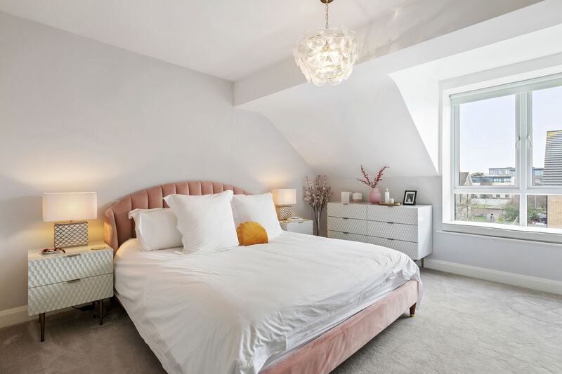 Upstairs are two bedrooms on the first floor, adjacent to the entertainment room, while three further bedrooms lie on the second floor.