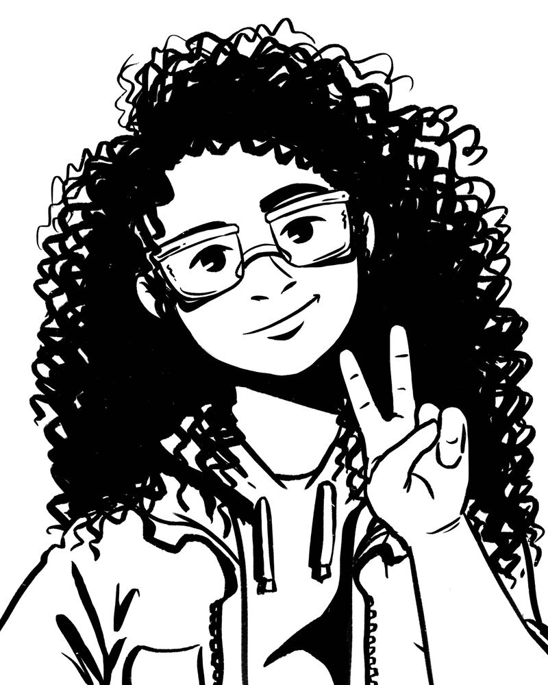 A self portrait by Deena Mohamed.