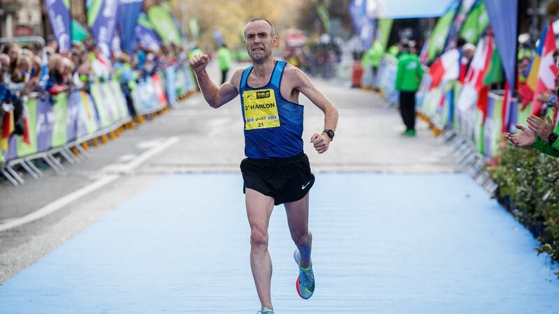 Gary O’Hanlon of Clonliffe Harriers A.C thought he had won the Irish title. Photo: Ryan Byrne/Inpho