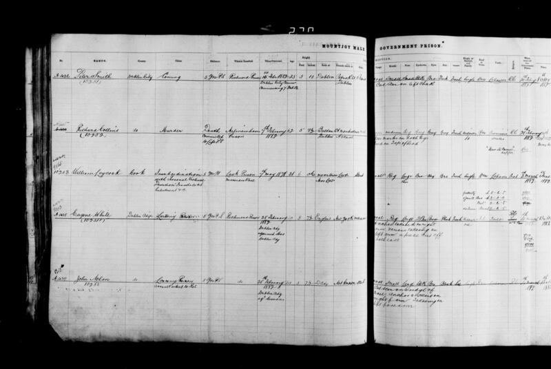 Prison records: Richard Collins. Photograph: National Archives of Ireland