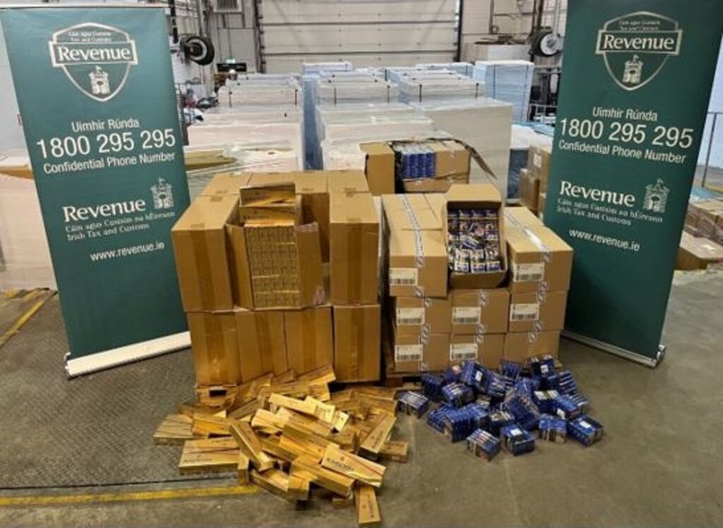 Cigarettes and tobacco seized by Revenue at Dublin Port as the Irish black market in tobacco represents 'a huge challenge' to business