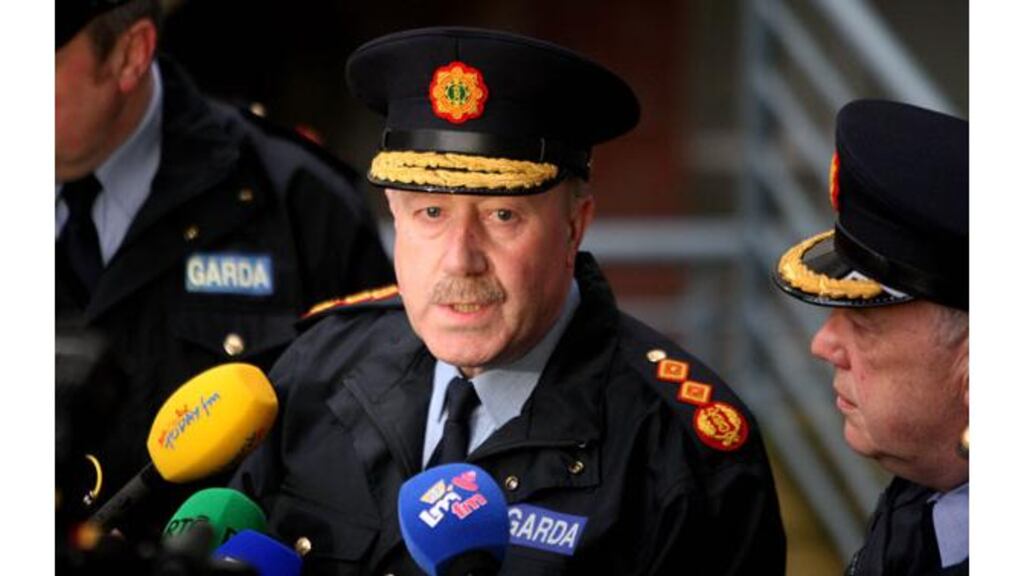 Garda commissioner Martin Callinan speaking at a press conference at Dundalk Garda station on the progress of the Adrian Donohoe murder investigation earlier today. Photograph: Niall Carson/PA Wire