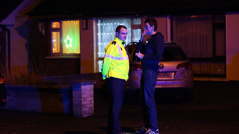 Gardaí preserve the scene at a shooting at Blakestown Cottages, Co Dublin. Photograph: Stephen Collins/Collins Photos