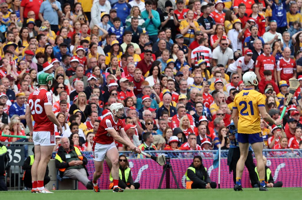 Pat Horgan scores a point to bring the All-Ireland final to extra time. The legendary Cork forward has yet to win a league or an All-Ireland medal. Photograph: Bryan Keane/Inpho