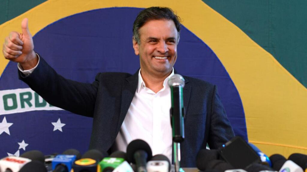 Brazilian Social Democracy Party presidential candidate Aecio Neves: spectacular political resurrection. Photograph: AP Photo/Eugenio Savio