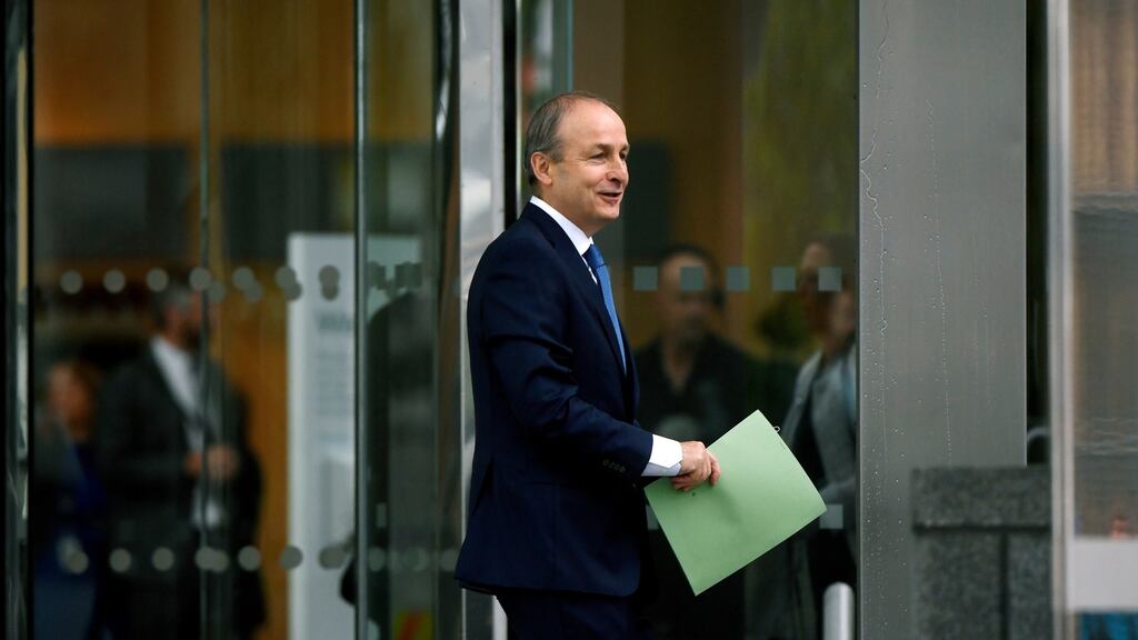 Fianna Fáil leader Micheál Martin arrives at the Convention Centre in Dublin on Saturday. Photograph: Aidan Crawley/EPA