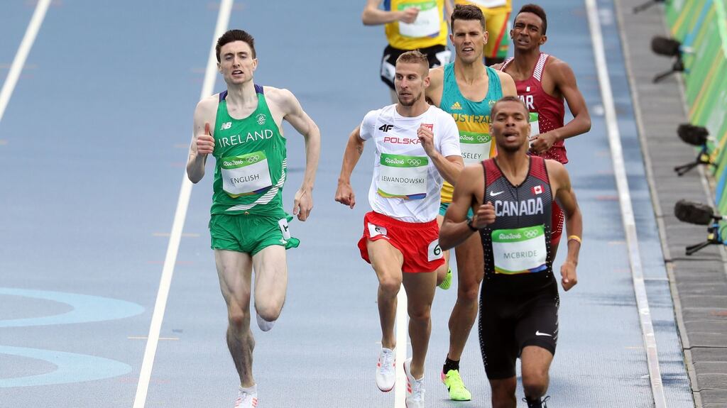 Ireland’s Mark English during the men’s 800m heats at the Olympic Stadium on Friday. Photograph: Martin Rickett/PA