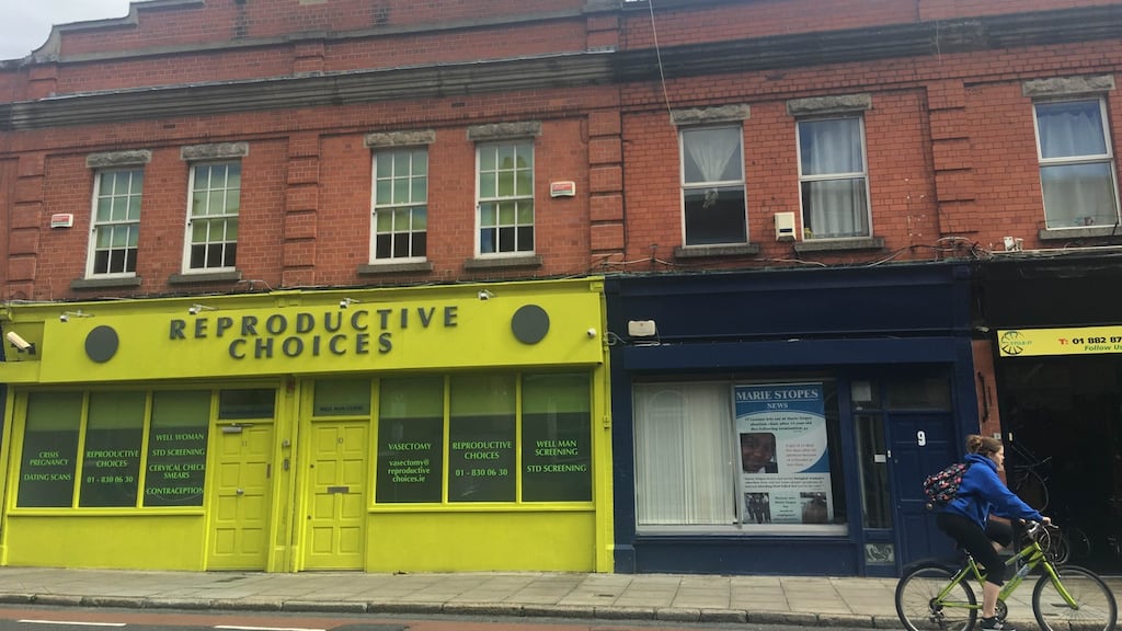 The Women’s Clinic (in building on right) on Berkeley Street  in Dublin is next door to Reproductive Choices, a pregnancy advisory clinic closely aligned to the Marie Stopes organisation in the UK. The clinics are unrelated. Photograph: Ronan McGreevy/The Irish Times