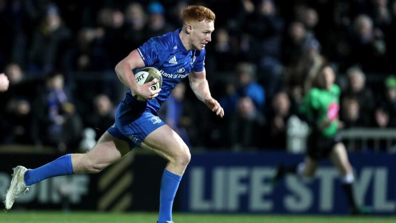 Leinster’s Ciarán Frawley scores a try against Connacht at the RDS back in January. Photograph: Laszlo Geczo/Inpho