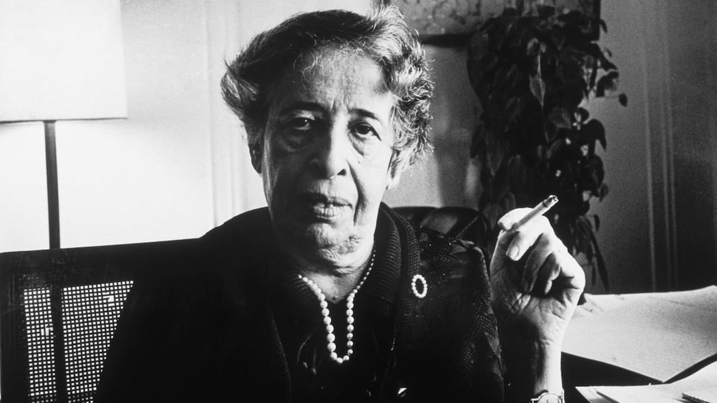 Intellectual Hannah Arendt said the ideal subjects of totalitarian rule were people for whom the distinction between fact and fiction and between true and false no longer existed. Photograph: Tyrone Dukes/New York Times/Getty