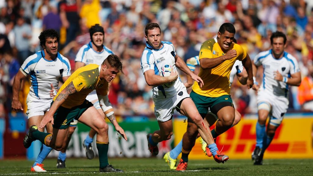 Uruaguay’s Felip Berchesi in action against Australia at the 2015 Rugby World Cup. Photograph: Stu Forster/Getty