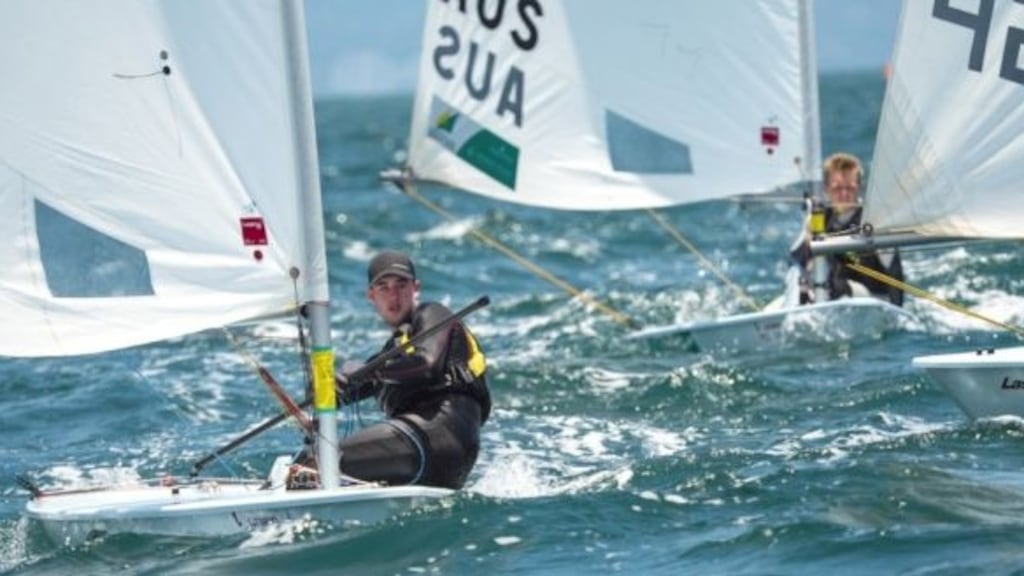 Finn Lynch on his way to winning the Irish mens’ Laser nomination in Mexico in May, 2016