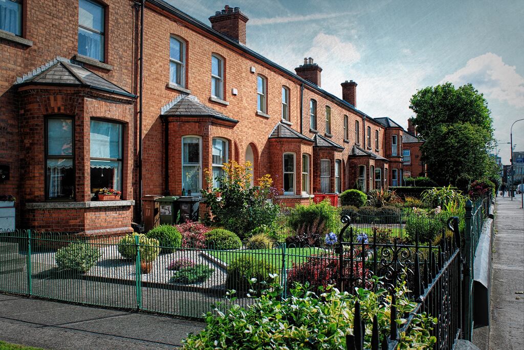 A row of housing in Dublin. Ireland’s wealth remains property driven and thus reliant on house price trends. Photograph: iStock