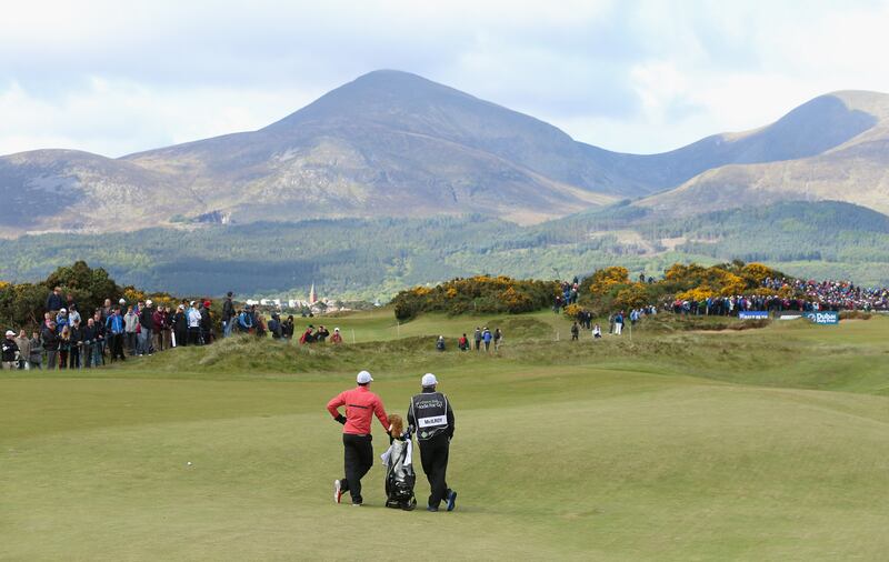 Rory McIlroy waits on the 15th hole during the first round of the Irish Open at at Royal County Down in 2015. Photograph: Andrew Redington/Getty Images