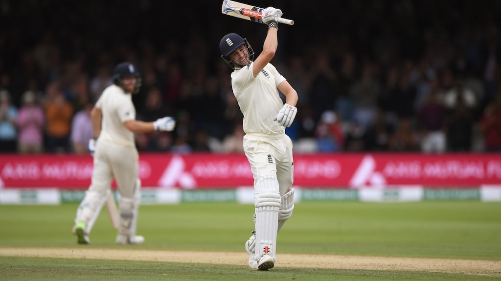 England batsman Chris Woakes celebrates as he reaches his century during day  three of the second Test against  India at Lord’s. Photograpgh: Stu Forster/Getty Images