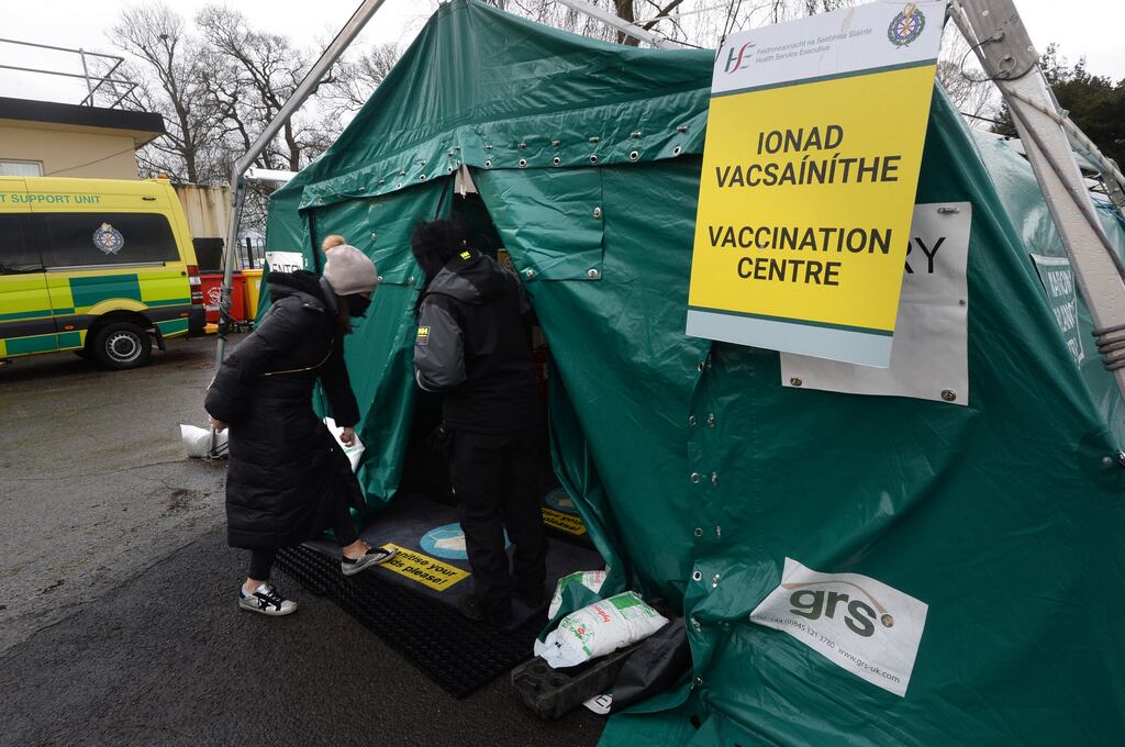 The height of the pandemic: GPs and nurses receive their second dose of the Covid-19 Moderna Vaccine at St Mary's Hospital in the Phoenix Park, Dublin, organised by the National Ambulance Service of Ireland, in February 2021. Photograph: Dara Mac Dónaill 
Photograph: Dara Mac Donaill / The Irish Times