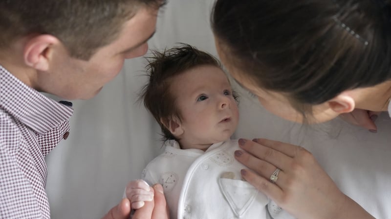 Billy and Lanlih Holland with baby daughter Emmeline: ‘We do a cheers to Emmeline every now and then, and we’ll do it on Christmas Day’