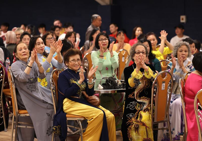 Guests at the opening of the first Vietnamese Buddhist temple in Ireland, Minh Tam Pagoda. Photograph: Dara Mac Dónaill