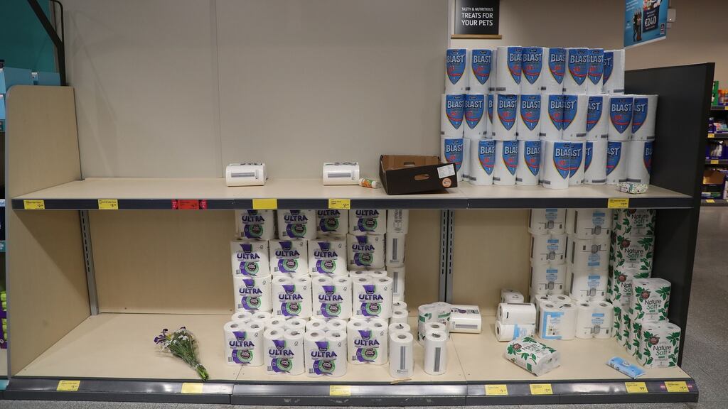 Empty shelves in a Dublin supermarket: As a small, open economy, heavily reliant on international trade, Ireland could be hit hard by a global downturn.