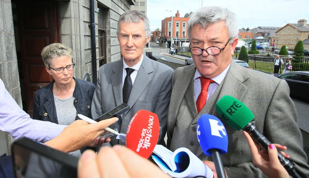 Former archbishop of Benin, Richard Burke pictured leaving the Four Courts on Thursday after a settlement was announced in his High Court action for damages against RTÉ. Photograph: Collins