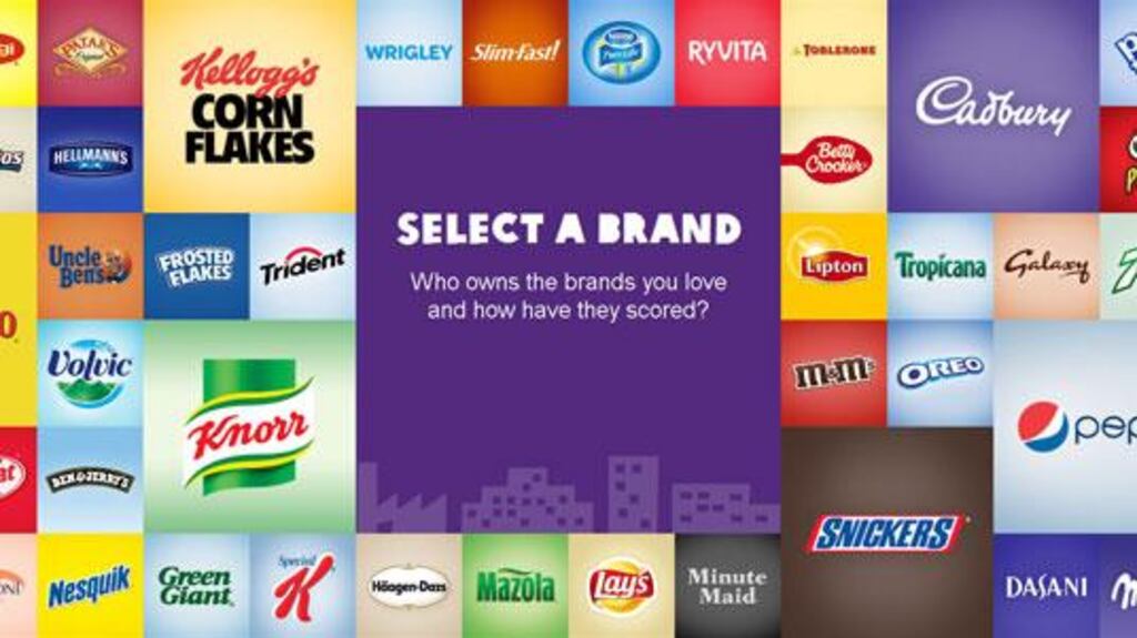 Screengrab from 'Oxfam - Behind the Brands' website.