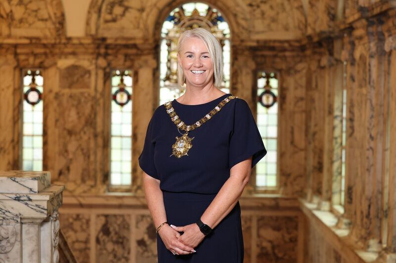DUP Lord Mayor of Belfast Cllr Tracy Kelly. Photograph: Matt Mackey