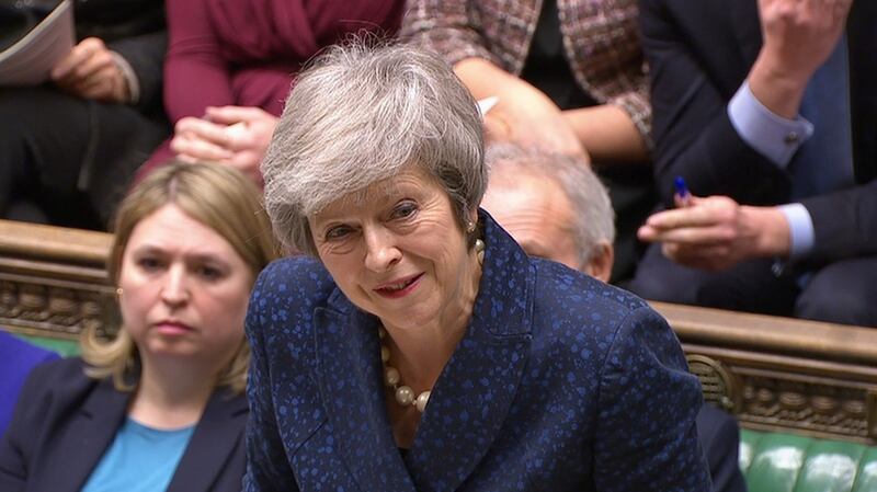 Britain’s prime minister Theresa May speaks at prime minister’s questions in the House of Commons, London, Britain, December 12th, 2018. Photograph: Parliament TV/Reuters