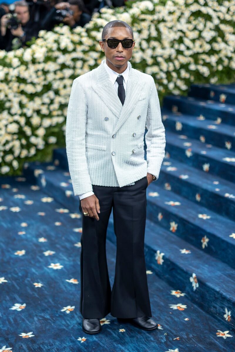 Pharrell Williams on the Met steps. Photograph: Justin Lane/EPA