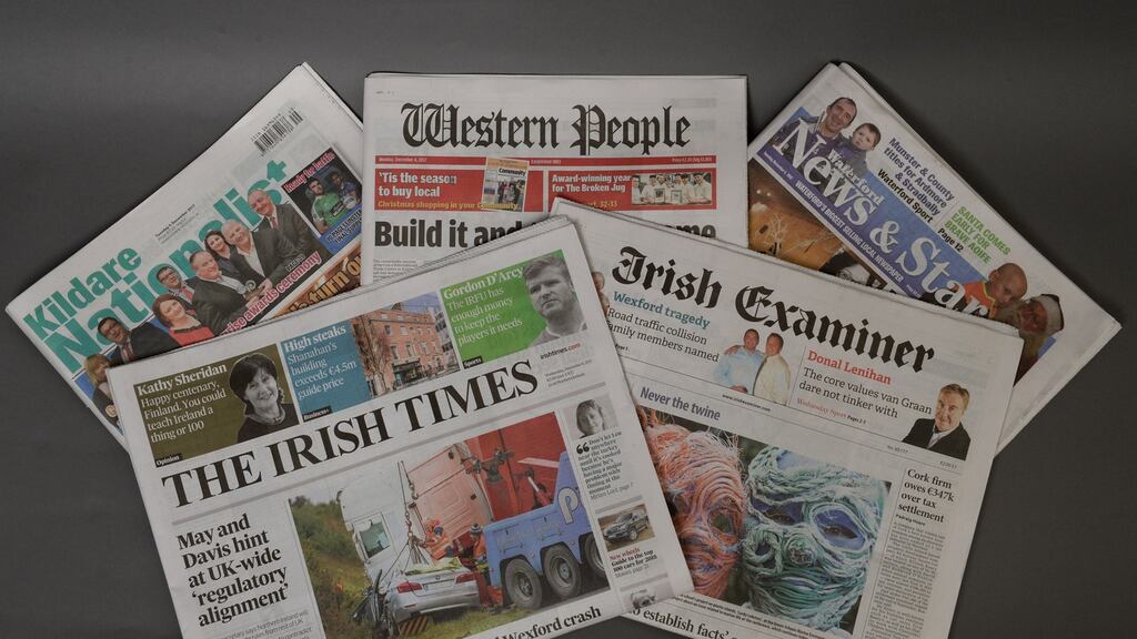 The Irish Times is acquiring Landmark Media. which includes Irish Examiner, Waterford News & Star, Western People and Kildare Nationalist. Photograph: Dara Mac Dónaill