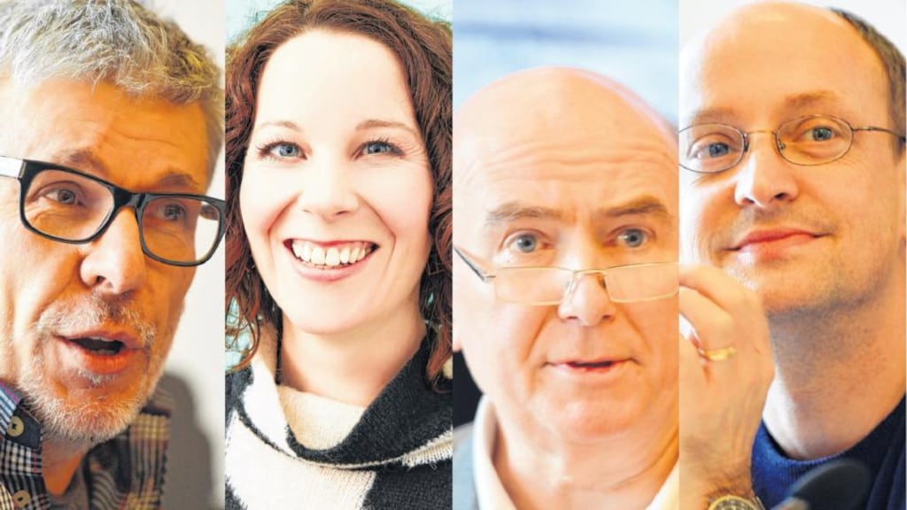From left, Paddy Breathnach, director of Viva and I Went Down; Rebecca Daly, director of Mammal; James Hickey, chief executive of the Irish Film Board; and Ed Guiney of Element Pictures. Photographs: Alan Betson, Getty Images