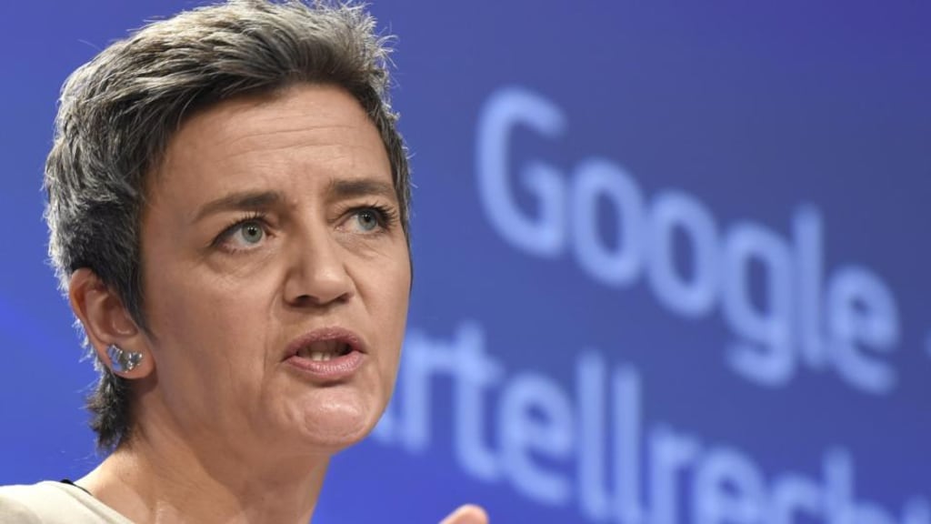European competition commissioner Margrethe Vestager. The EU formally charged Google with abusing its dominant position as Europe’s top search engin.